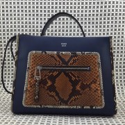 Fendi Small Runaway Bag In Blue Leather With Python