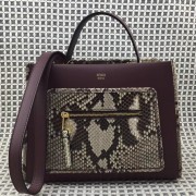 Fendi Small Runaway Bag In Bordeaux Leather With Python