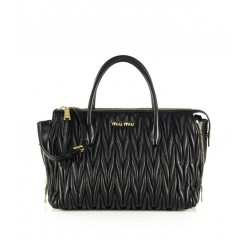 Miu Miu Matelasse Zip Tote Color Black
