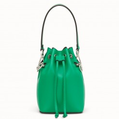 Fendi Mon Tresor Mini Bucket Bag In Green Calfskin