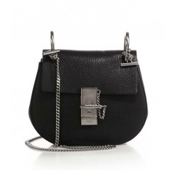 Chloe Drew Mini Leather Crossbody Bag Black