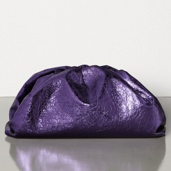 Bottega Veneta The Pouch Clutch In Viola Metallic Leather