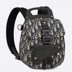 Dior Mini Saddle Backpack In Blue Oblique Jacquard