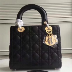 Dior Medium Lady Dior Bag In Black Lambskin