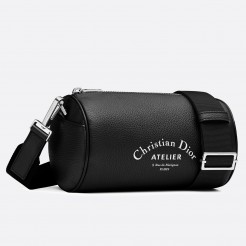 Dior Roller Pouch In Black Grained Calfskin