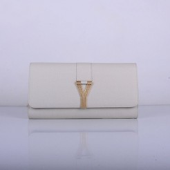 Yves Saint Laurent Lady Genuine Leather Purse Beige 39321