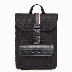Fendi Black Mesh Backpack With FF Motif