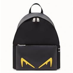 Fendi Diabolic Eyes Nylon And Leather Backpack