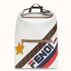 Fendi White Mania Motif And Star Appliques Backpack