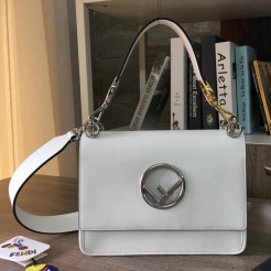 Fendi Kan I F Shoulder Bag In White Calfskin