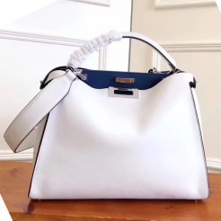 Fendi Peekaboo Essential Bag In White Calfskin