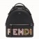 Fendi Mini Backpack In Black Leather With Studs Logo
